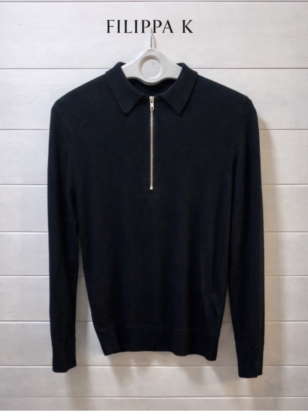 FILIPPA K – Black Half-Zip Wool Top (XS)